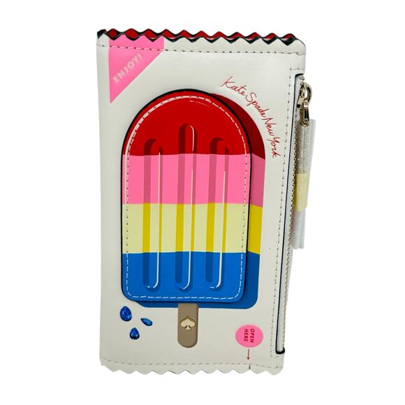 Kate Spade New York Snack Bar Popsicle Small Slim Bifold Leather Wallet Novelty - Picture 1 of 12